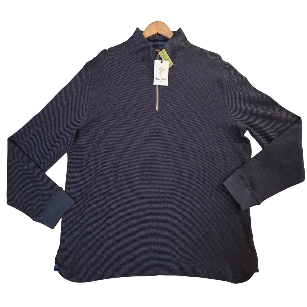 Robert Graham Mens 3XL Brown Waffle Knit 1/4 Zip Pullover‎ Classic Fit